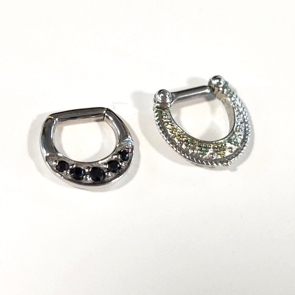 two septum nose clicker rings 14 ga gauge